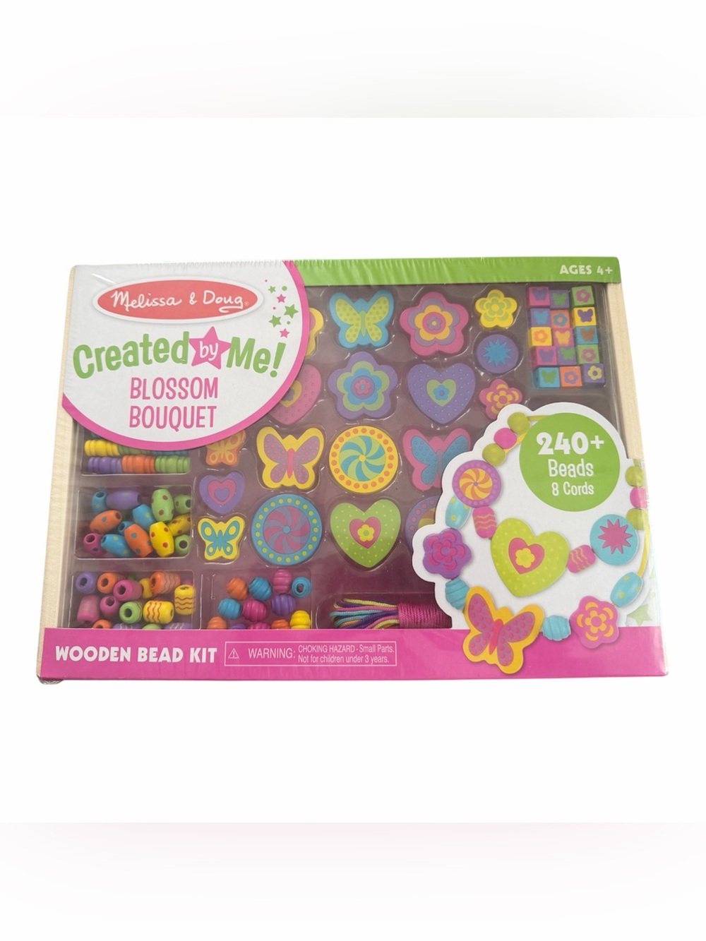Melissa & Doug Created By Me Wooden Blossom Bouquet Bead Set 240 + Pieces NEW